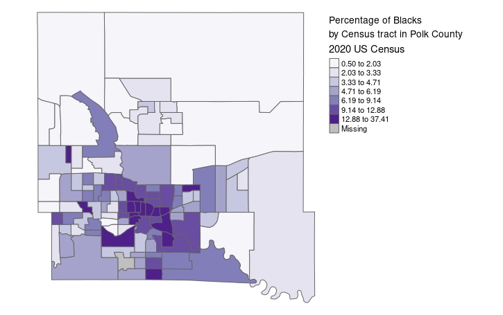 A chart showing percentage of blacks in Polk County alt text